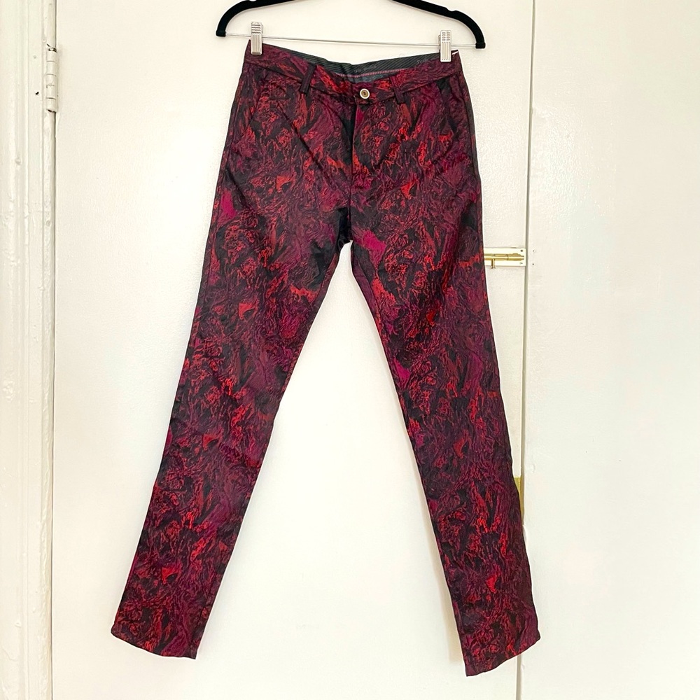 VTG Slim Fit Cropped Jacquard Trousers